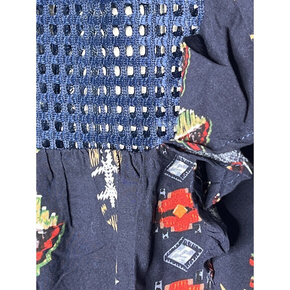 Hayden Top Womens Small Shirt Short Sleeve Blouse Blue Boho Peasant Work Casual - Picture 6 of 12